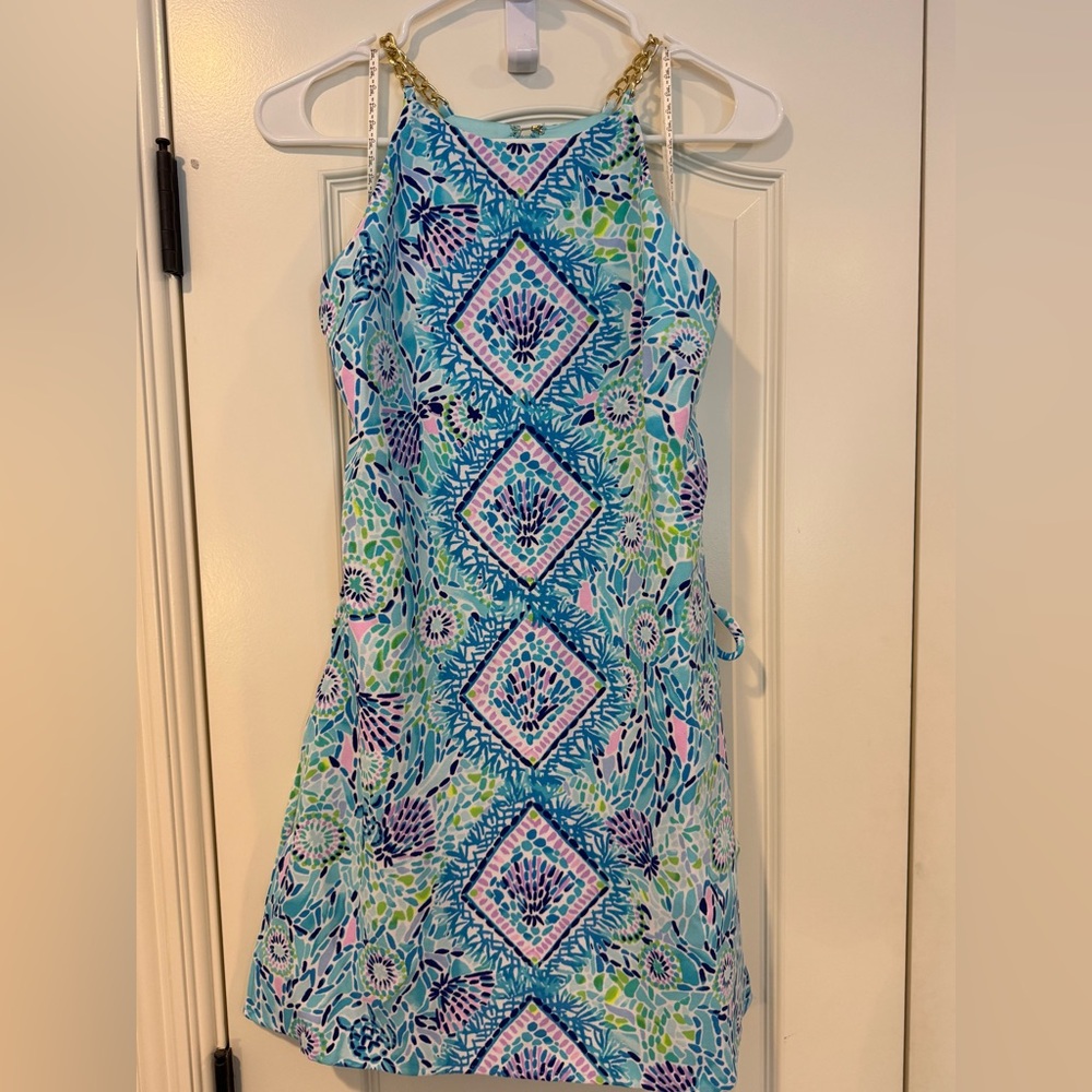 Lilly Pulitzer Pearl Romper Blue Ibiza Open Water Engineered Sz 2